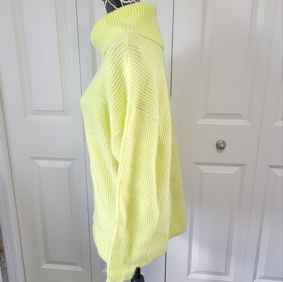 Ann Taylor LOFT Outlet Lounge Oversized Cowl Neck Sweater Neon Lemon - Picture 5 of 8